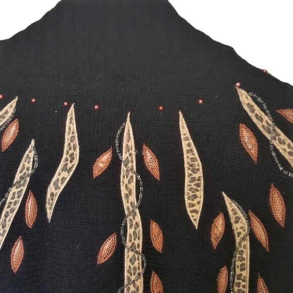 Vintage cardigan sweater coat jacket mohair blend with beading & applique M - Picture 7 of 8